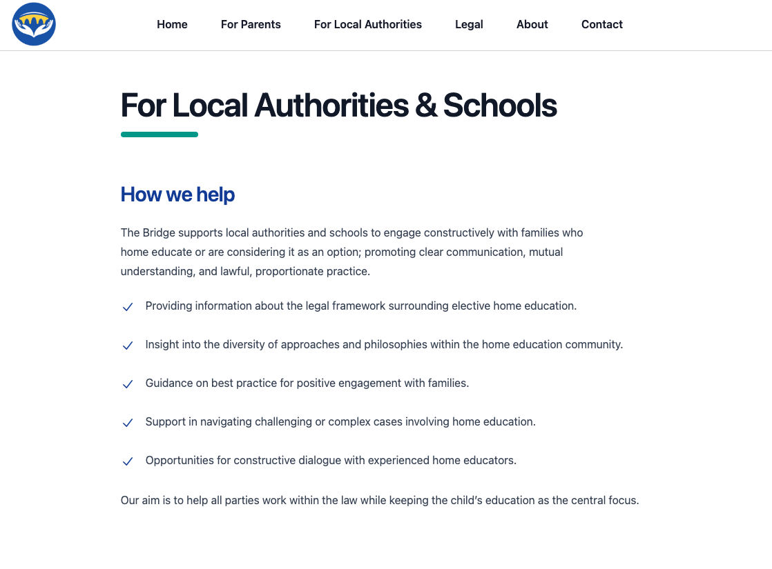 Client website screenshot