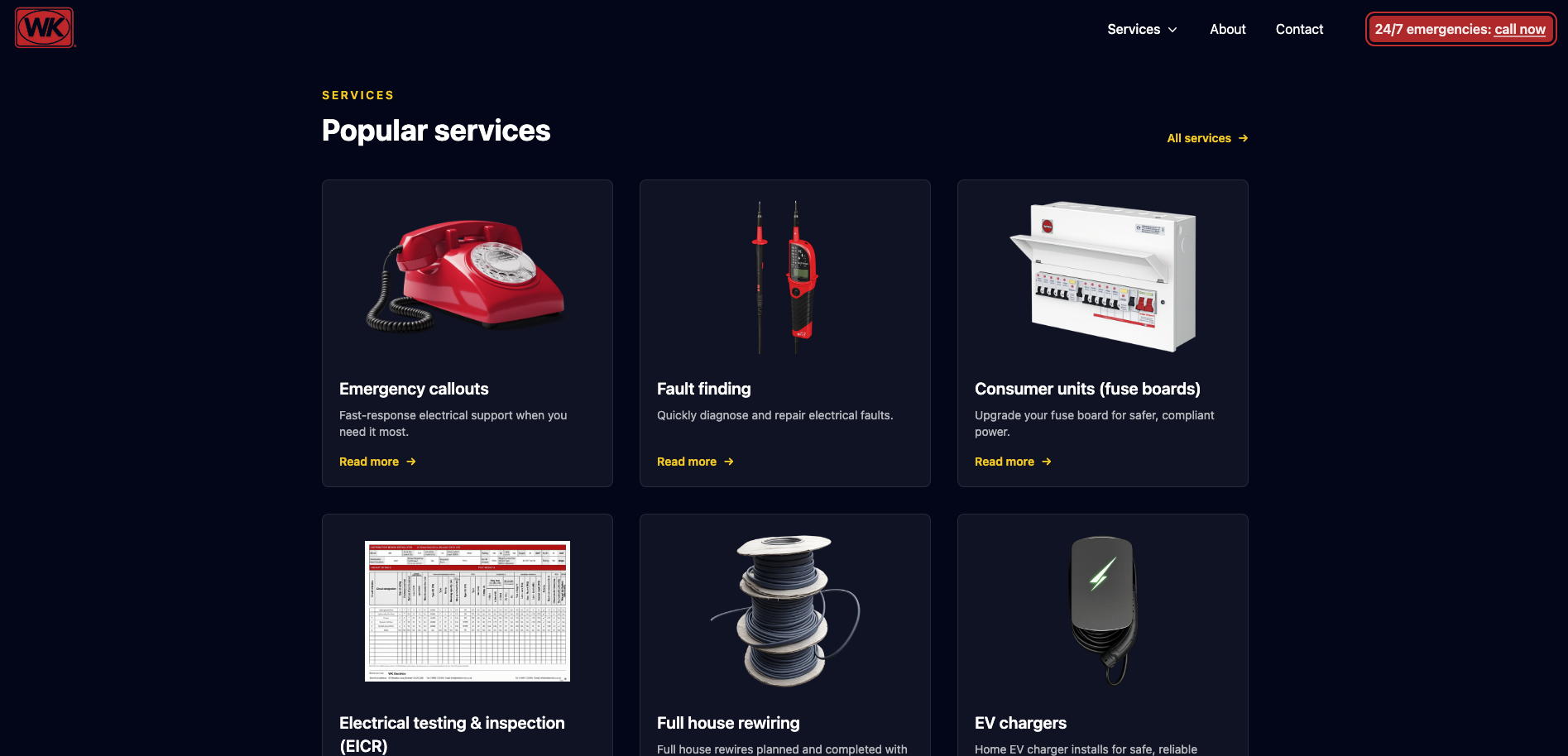 Client website screenshot